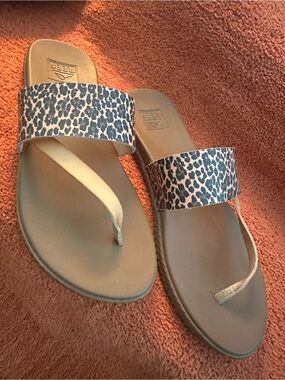 Reef Women's Leopard Print Dual-Strap Sandals in Tan and Black